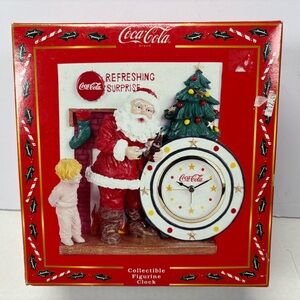 Coca Cola Collectible Christmas Santa Figurine Clock Refreshing Surprise 6" Coke